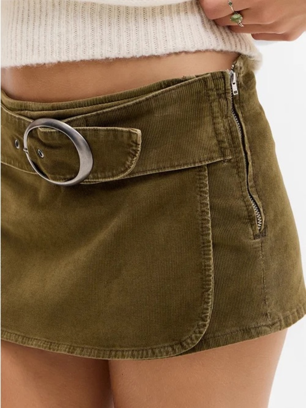 BDG Urban Outfitters Corduroy Belted Mini Skort in Khaki Beige - Size XS